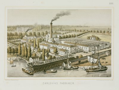 Tekstil fabrikası, Carlsviks, Stockholm, İsveç, c.1840 (renkli taş) by Swedish School