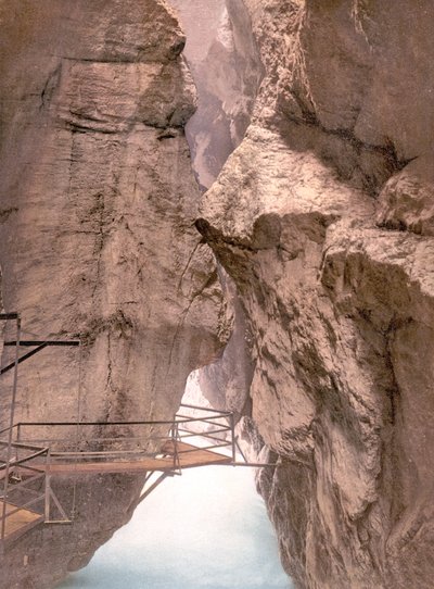 Aare Gorge, Meiringen yakınlarındaki, İsviçre, pub. yaklaşık 1900 by Swiss Photographer