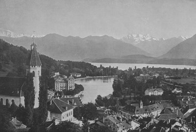 Thun, Göl ve Alpler (s/b fotoğraf) by Swiss Photographer