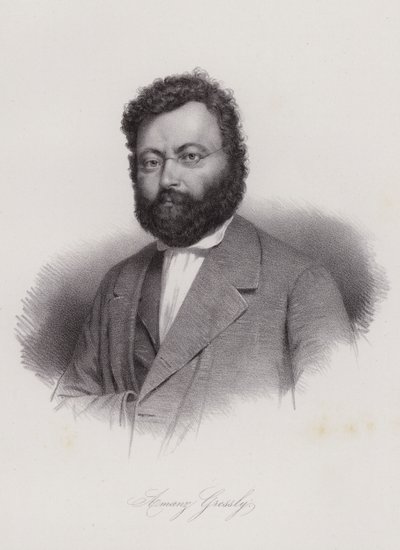 Amanz Gressly, İsviçreli jeolog ve paleontolog (gravür) by Swiss School