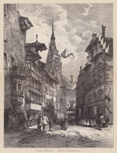 Zug şehrinde, Dans la Ville de Zoug (gravür) by Swiss School