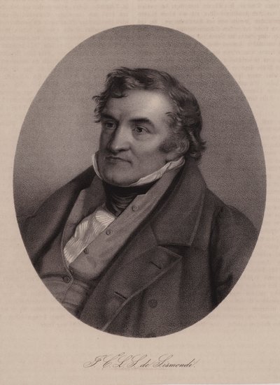 Jean Charles Leonard de Sismondi, İsviçreli tarihçi ve politik ekonomist (gravür) by Swiss School
