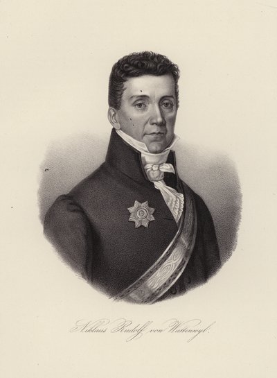 Niklaus Rudolf von Wattenwyl, İsviçreli general ve Bern kentindeki Restorasyonun son belediye başkanı (gravür) by Swiss School