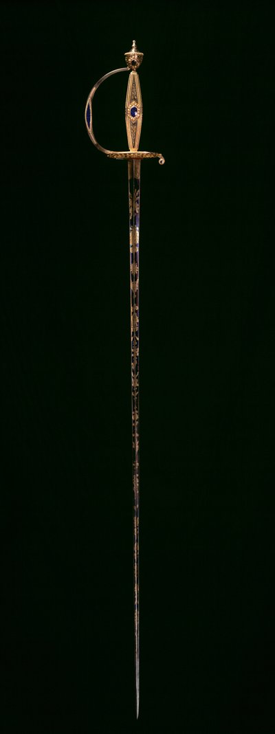 Küçük Kılıç, c.1790-1800 (mavi yarı saydam emaye ile altın, kazınmış, maviye ve yaldızlı çelik) by Swiss School