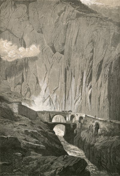 Şeytanlar Köprüsü.-St. Gothard Yolu, Schollenen Gorge by Swiss School