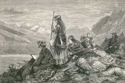 Alplerde dinlenen turistler by Swiss School