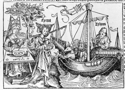 Ulysses ve yoldaşları, sihirbaz Circe tarafından domuza dönüştürüldü - Sebastian Munster tarafından “” Cosmographia”da, Basel 1558 by Swiss School