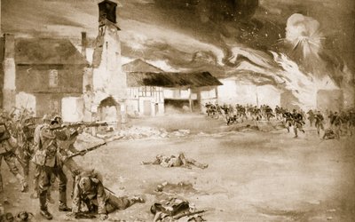 Fransızlar, Alman İmparatorluk Muhafızlarını dört kez el değiştiren bir köyde yenilgiye uğrattı, 1914-19 by Sydney Adamson