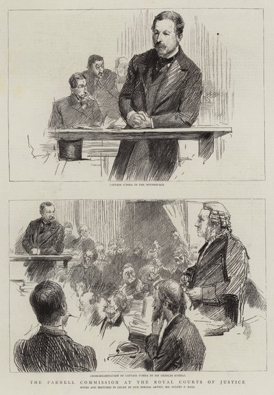 Kraliyet Adalet Mahkemelerinde Parnell Komisyonu (gravür) by Sydney Prior (after) Hall