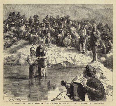Kuzey Amerika Yerlilerinin Vaftizi, Hıristiyanlığın Havarileri olarak poz veren Mormonlar by Sydney Prior Hall