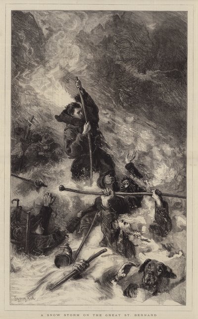 Büyük St Bernard'da Kar Fırtınası by Sydney Prior Hall