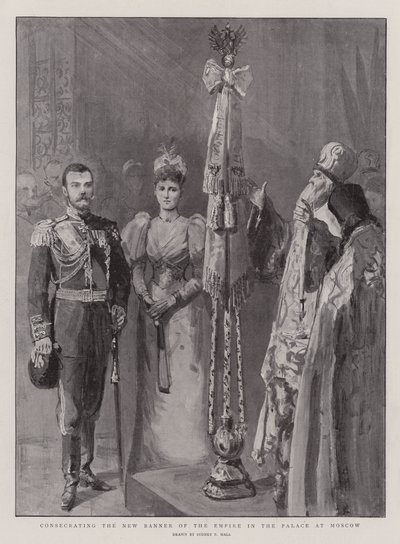 İmparatorluğun Yeni Bayrağının Moskova'daki Sarayda Kutsanması by Sydney Prior Hall