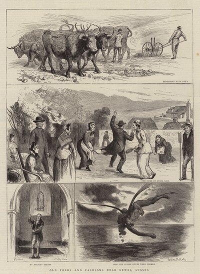 Lewes, Sussex yakınlarındaki Eski İnsanlar ve Modalar by Sydney Prior Hall