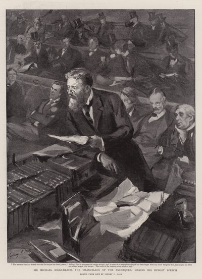 Maliye Bakanı Sir Michael Hicks-Beach Bütçe Konuşmasını Yaparken by Sydney Prior Hall