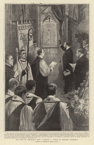 Cornwall Dükü'nün Turu, Adelaide Katedrali'nde Bir Tabletin Açılması by Sydney Prior Hall