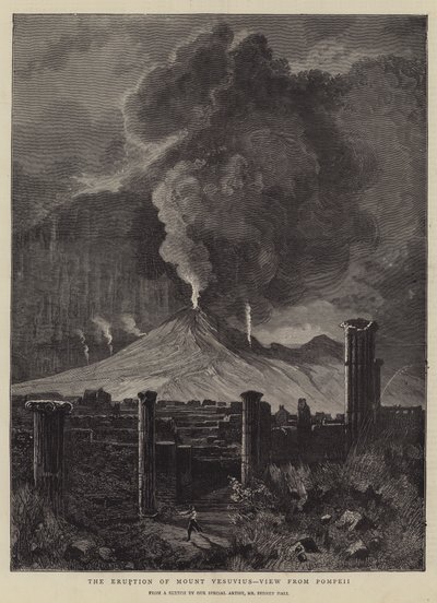 Vezüv Yanardağı'nın Patlaması, Pompeii'den Görünüm by Sydney Prior Hall