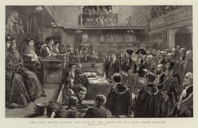 Lord Mayor, Lord Başyargıç Mahkemesinde Yemin Ediyor by Sydney Prior Hall