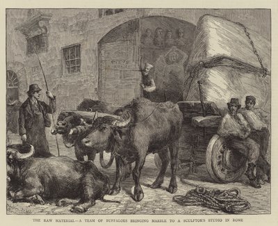 Hammadde, Roma'daki Bir Heykeltıraş Stüdyosuna Mermeri Getiren Bir Manda Takımı by Sydney Prior Hall