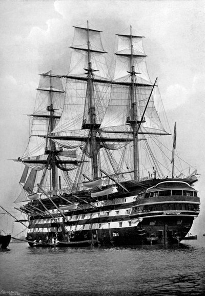 Eğitim gemisi HMS St Vincent, Portsmouth, Hampshire, 1896 by Symonds and Co