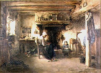 Bir köylü kulübesinin içi by T. Grondard