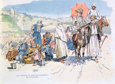Kudüs surlarının dışındaki cüzamlılar, 1892 by T. de Haener