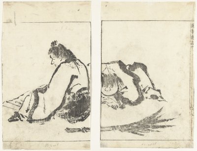 İki adam Pürüzsüz Fırça Darbeleri Görüntüleri (seri başlığı) Umpitsu soga (nesne üzerinde dizi başlığı) by Tachibana Morikuni