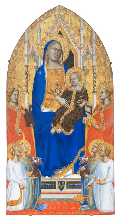 Meryem Ana, İskenderiyeli Aziz Katerina ve meleklerle birlikte tahtta oturan Madonna ve Çocuk by Taddeo Gaddi