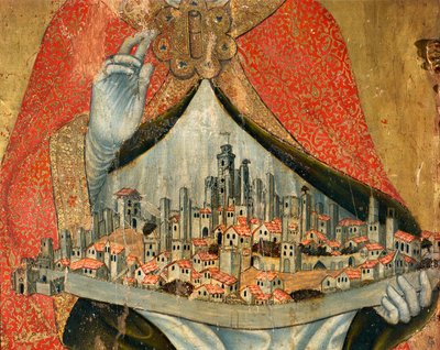 Evler ve anıtlar ile San Gimignano kasabasının görünümü, detay (resim by Taddeo di Bartolo
