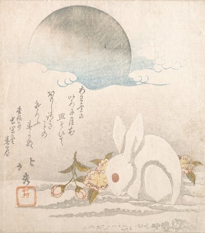 Ay, Karda Beyaz Tavşan, muhtemelen 1819. by Taisosai Hokushu
