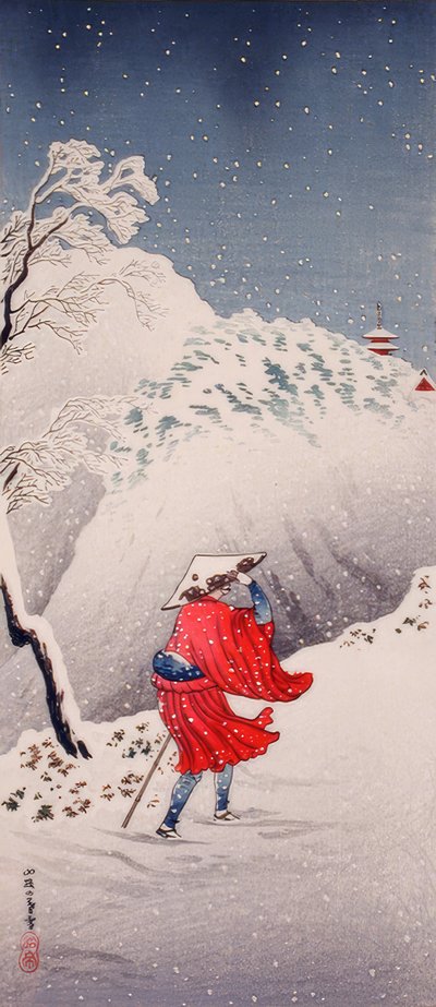 Dağ yolunda karlı bir akşam by Takahashi Hiroaki