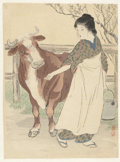 İnek ile sütçü by Takeuchi Keishū