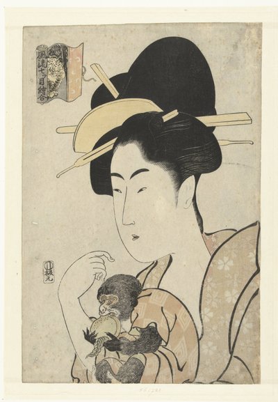 Maymunlu kadın: Maymun ve kaplan Yedi Gözün Zarif Baskı Denklemleri (seri başlığı) Furyu nanatsume e-awase (nesne üzerinde seri başlığı) by Tamagawa Shucho