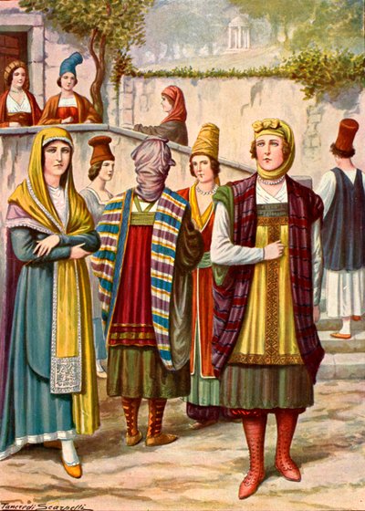 Yunanistan, Arjantin vb. yerlerde bulunan 19. yüzyıl kostümleri by Tancredi Scarpelli
