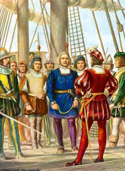 Christopher Columbus ve kardeşleri Bartolomeo ve Diego, onları İspanya