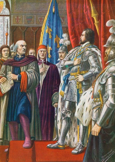 Pier Capponi, Charles VIII büyükelçisini azarlıyor by Tancredi Scarpelli
