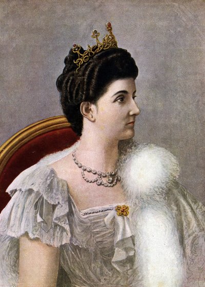İtalya Kraliçesi Portresi Karadağ Helene (Elena) (1873-1952) Tancredi Scarpelli