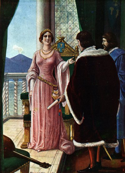 Napoli Kraliçesi II. Joanna (Giovanna di Napoli veya Anjou Durazzo) (1373-1435) üvey oğlu Anjou III. by Tancredi Scarpelli