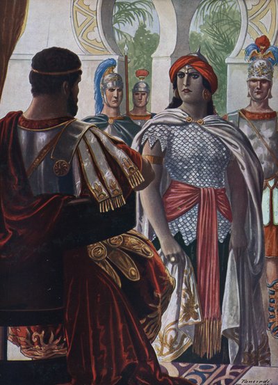 Antik Roma: Palmyra İmparatoru Septimia Bathzabbai Zenobie, Roma İmparatoru Aurelien tarafından ele geçirildi, 272” (Palmyrene imparatorluğunun kraliçesi Zenobia, Roma imparatoru Aurelian