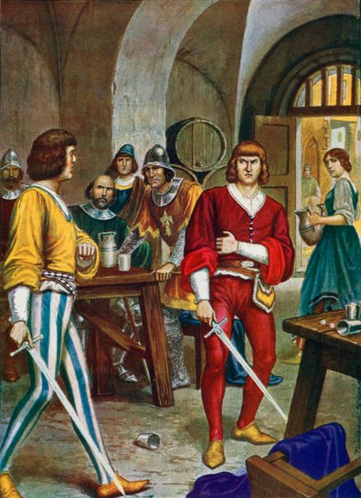 Guelfler küçük bir olaydan sonra beyaz ve siyaha ayrıldı, 1300 by Tancredi Scarpelli