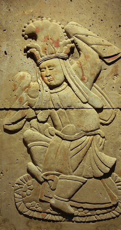 Bir müzisyeni tasvir eden stel (pişmiş toprak) by Tang Dynasty Chinese School