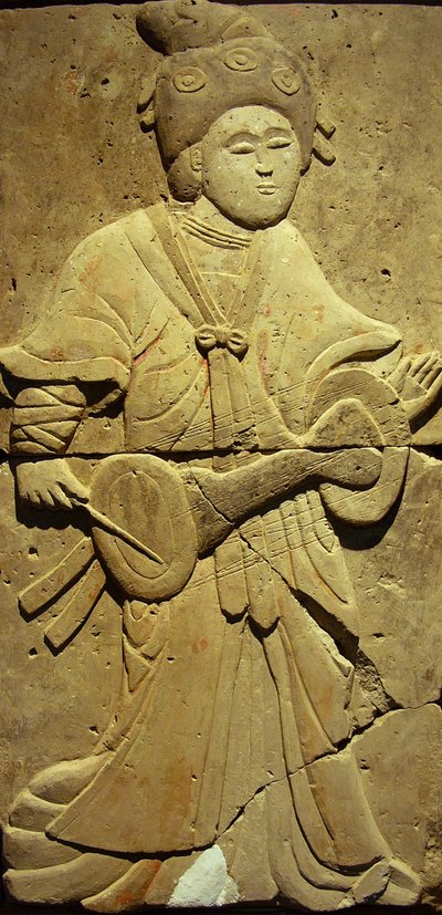 Müzisyen, Tang Hanedanlığı ile pişmiş toprak stel by Tang Dynasty Chinese School