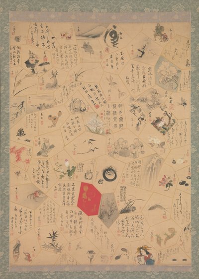 Bunsei Döneminin Üçüncü Yılı İçin Çeşitli Tablolar ve Hat Sanatı, 1820. by Tani Buncho