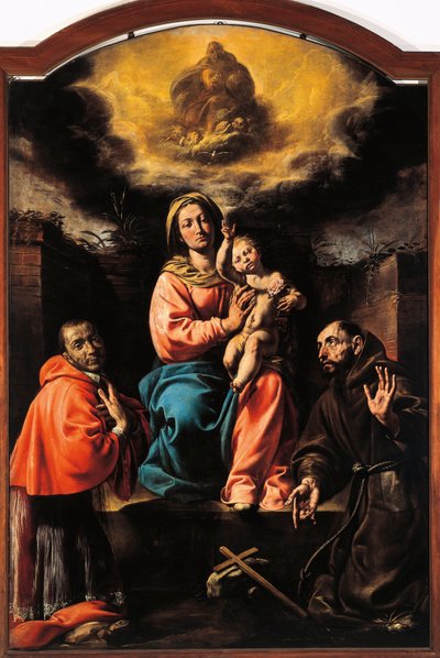 İtalya, Varallo, Madonna ve Çocuğun Saint Francis ve Saint Charles ile boyaması by Tanzio da Varallo