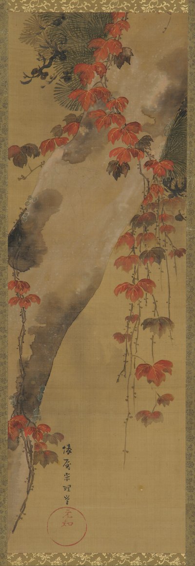 Çam ağacı ve sonbahar asması, Edo dönemi, 18. yüzyıl sonu. by Tawaraya Sōri