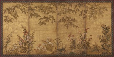 Mimoza ağacı, haşhaş ve diğer yaz çiçekleri, Edo dönemi, 1630-1670. by Tawaraya Sosetsu