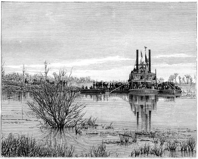 Red River, Kanada, 19. yüzyıl üzerinde nehir teknesi. by Taylor