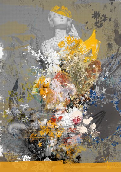 Ateş hattı, 2017 (tuval üzerine kolaj) by Teis Albers