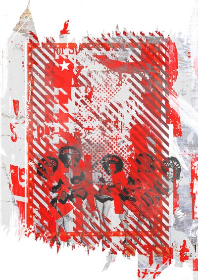 Tracy ve arkadaşları, 2015 (Tuval üzerine kolaj) by Teis Albers