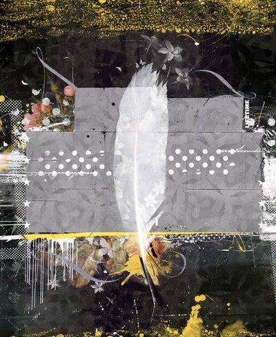 tüy, 2014 (tuval üzerine karışık teknik) by Teis Albers