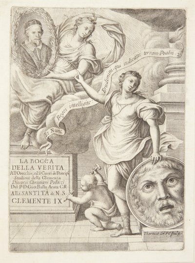 La Bocca della Verita. Papa Clemens IX portresi ile başlık skeç by Teresa del Pò